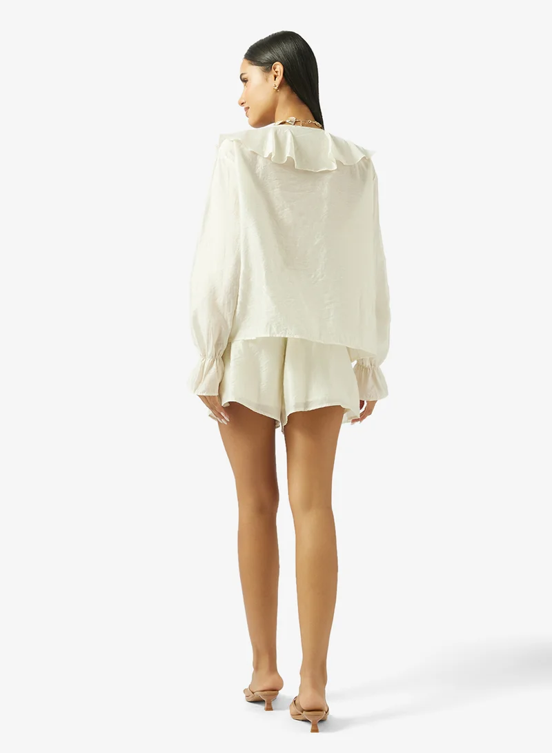 Ginger Ruffle Detail Blouse & Short Coord Set